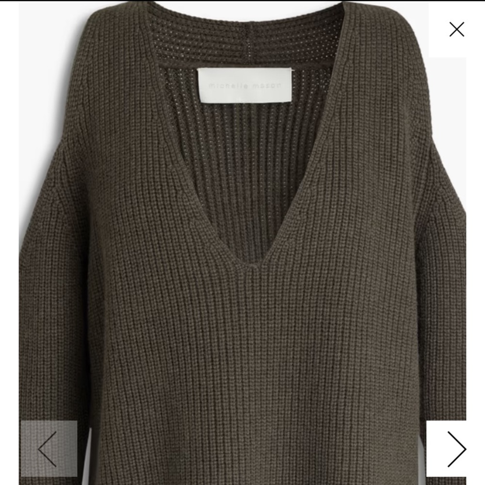 MICHELLE MASON
Cold-shoulder ribbed wool and cashmere-blend sweater